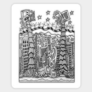 Doodle...Beachfront city... Magnet